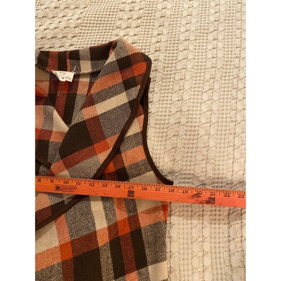 ETWO Woman’s Vest Size Small Rust Brown Cream Plaid Versatile Stylish Warm - Picture 10 of 11